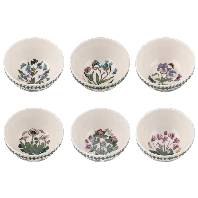 Portmeirion x Botanic Garden Set of 6 Stacking Bowls - White Floral Earthenware Bowl, Stylish & Versatile, Safe for Microwave, Oven, Freezer & Dishwasher