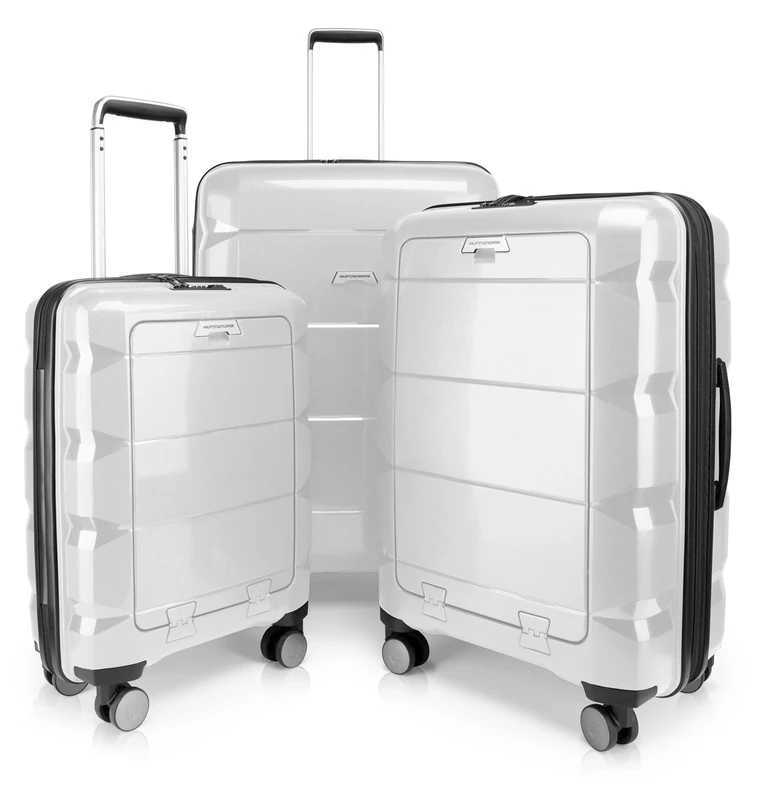HAUPTSTADTKOFFER - Britz- Set of 3 Hard-Side Luggages Trolley Hardside Hard Shell Suitcase Expandable, TSA, (S, M & L), White