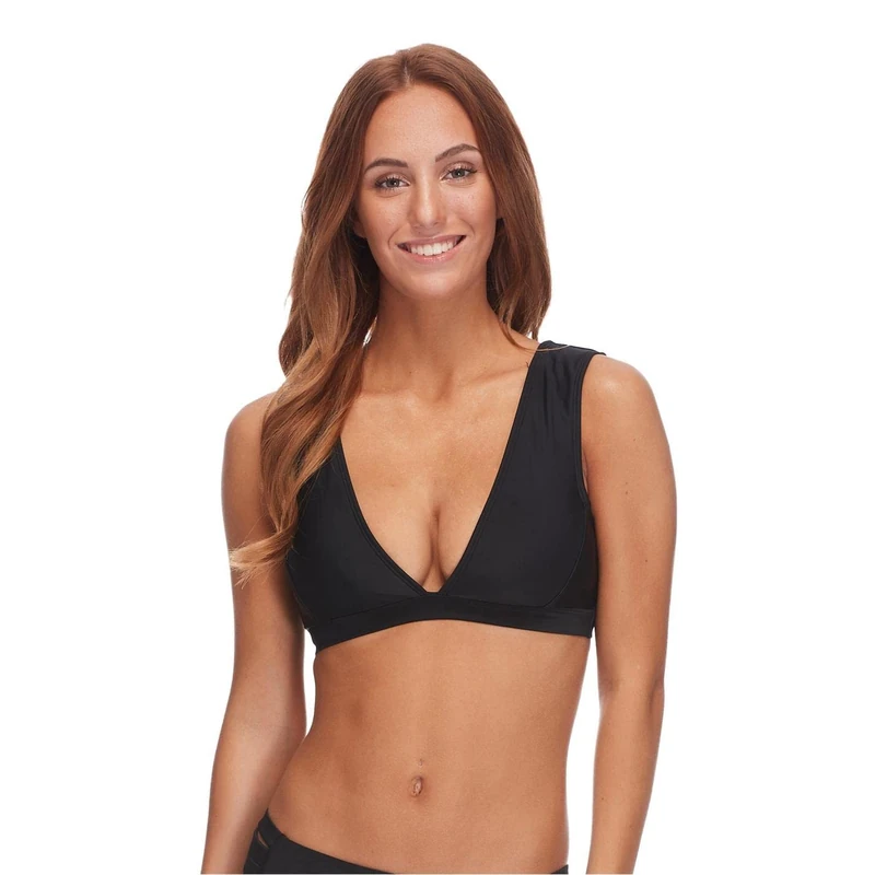 Body Glove Women's Rumor Deep V Bikini Top Swimsuit, Black, X-Small