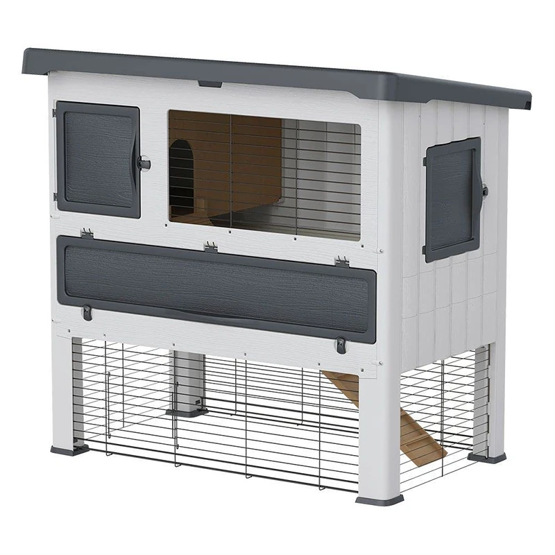 Ferplast Rabbit Hutch Two-storey Outdoor GRAND LODGE 120 with Accessories and Rabbit house, overall size 115,5 x 73 x 110 cm.