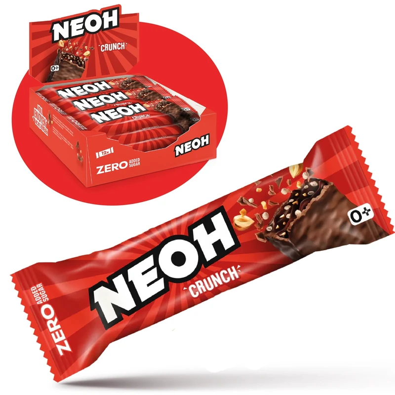 NEOH Zero Added Sugar Chocolate Crunch Bar | Keto-Friendly & Low Carb | 115 kcal & 1g Sugar | 6g Protein | The Healthy Alternative to Traditional Sweets | 12 x 28g