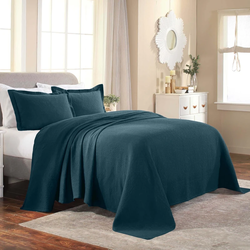 Superior Bedspread, Cotton, Deep Sea, Queen