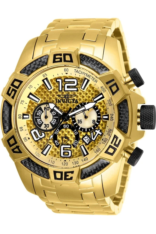 Invicta Pro Diver - Scuba 25854 Men's Watch - Waterproof - Analogue - Quartz Movement - Stainless Steel with Gold dial - 50mm
