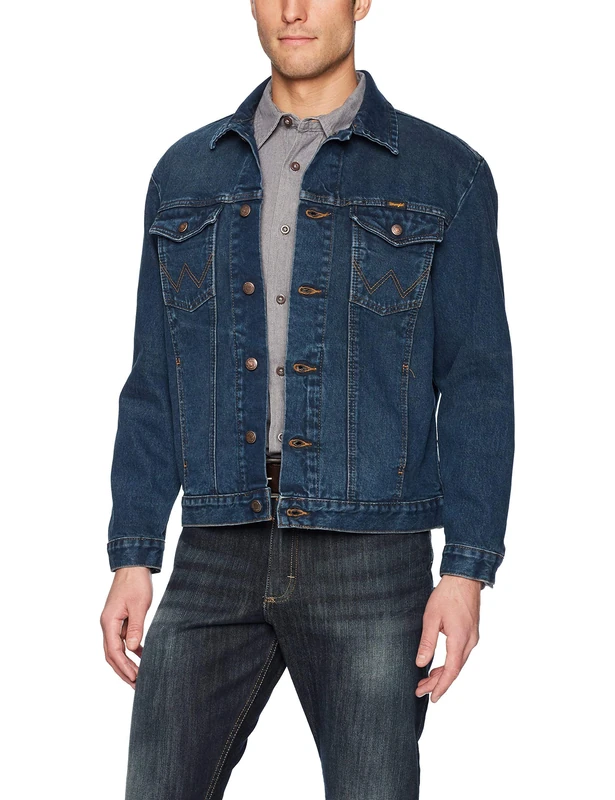 Wrangler Men's Western Style Denim Jacket, darkblue, M Tall - Image 1
