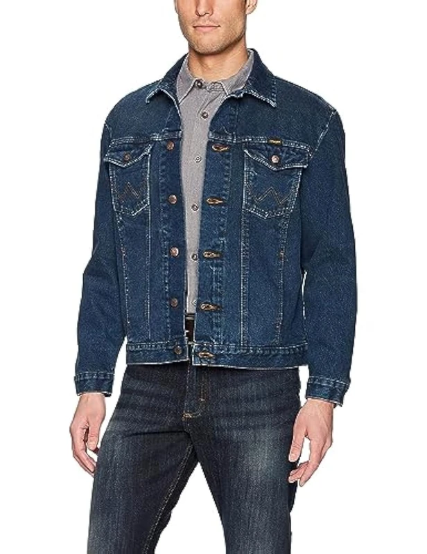 Wrangler Men's Cowboy Cut Western Unlined Denim Jacket, Dark Blue, L