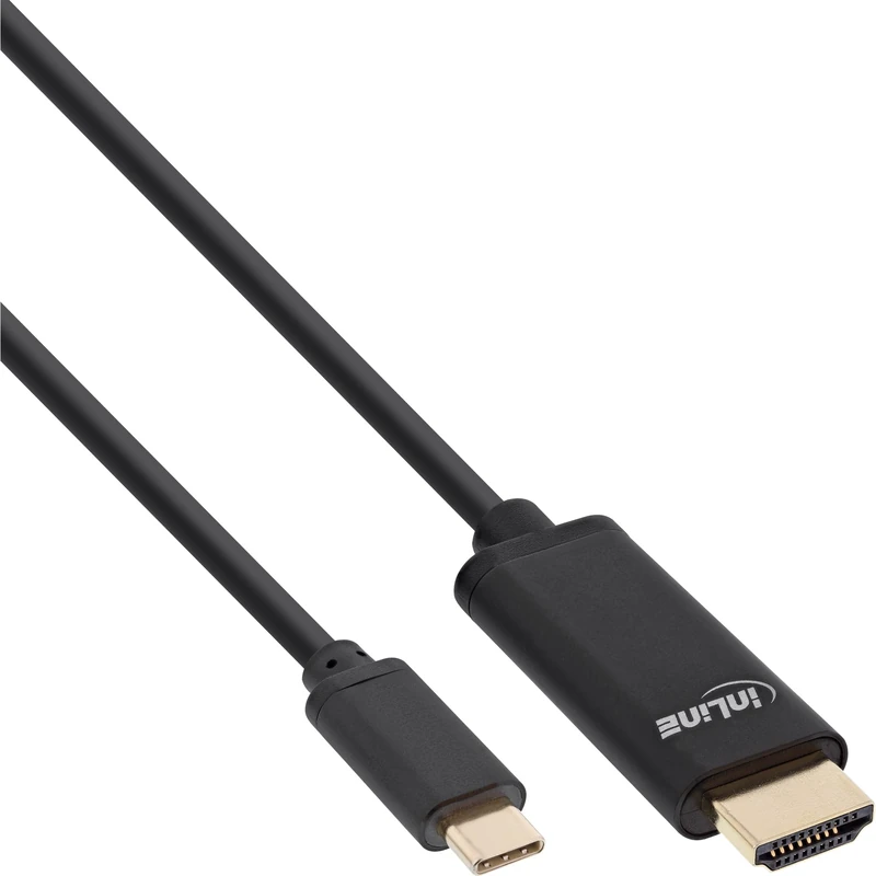 InLine 64112 USB Display Cable, USB Type-C Male to HDMI Male (DP Alt Mode), 4K2K, Black, 2 m