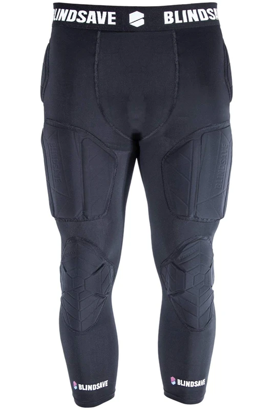 BLINDSAVE 3/4 tights with full protection, Protective tights, Basketball Padded Tights, (Black, XX-Large) - Image 1