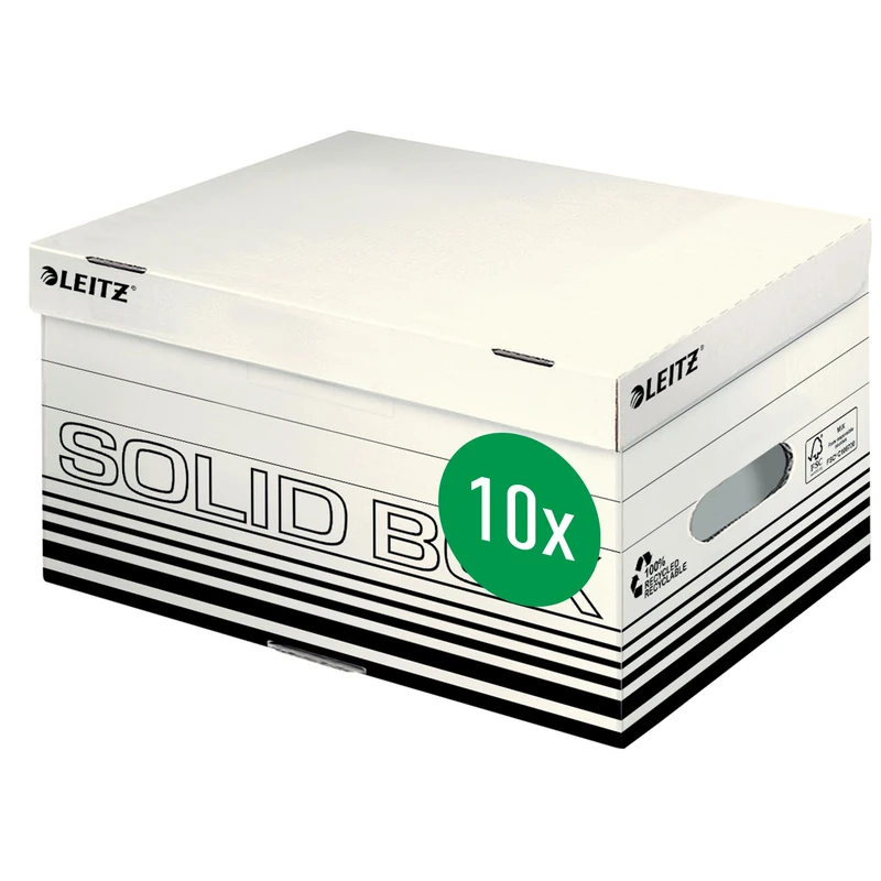 Leitz Esselte Archiv Container S A4 Storage Boxes with Hinged Lid Corrugated Cardboard White