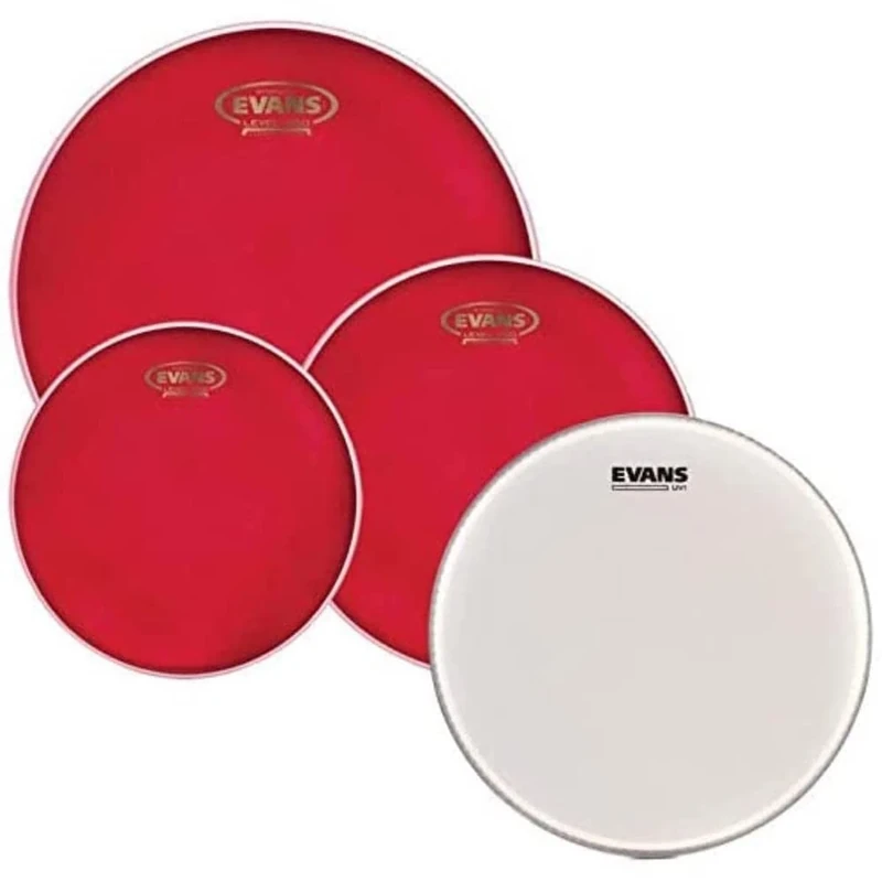 Evans Drum Heads - Hydraulic Red Standard Pack (12, 13, 16 Inch) with 14 Inch UV1 Coated Snare Head