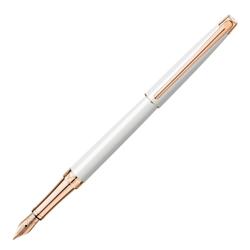 Caran d'Ache - LÉMAN SLIM White Rose Gold Fountain Pen - Fine Nib