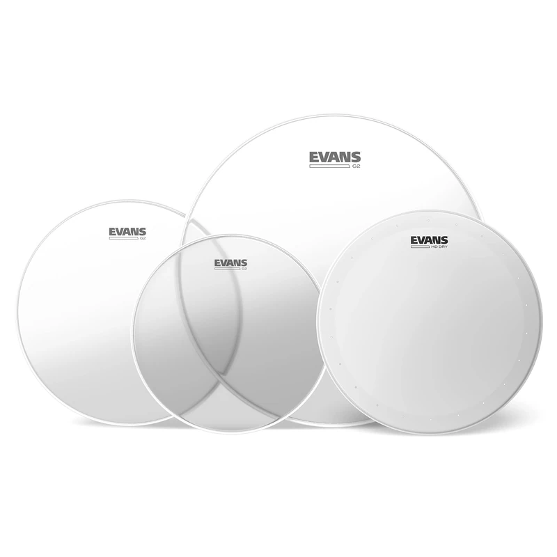 Evans Drum Heads - G2 Clear Rock Pack (10 , 12, 16 Inch) with 14 Inch HD Dry Snare Batter