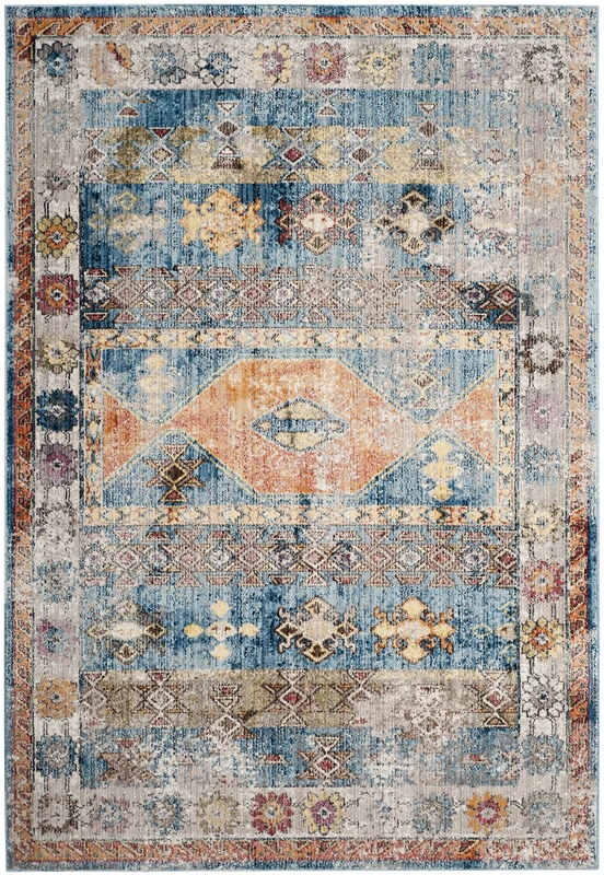 Safavieh Trendy New Transitional Indoor Woven Rectangle Area Rug, Bristol Collection, BTL358, in Blue / Grey, 91 X 152 cm for Living Room, Bedroom or Any Indoor Space