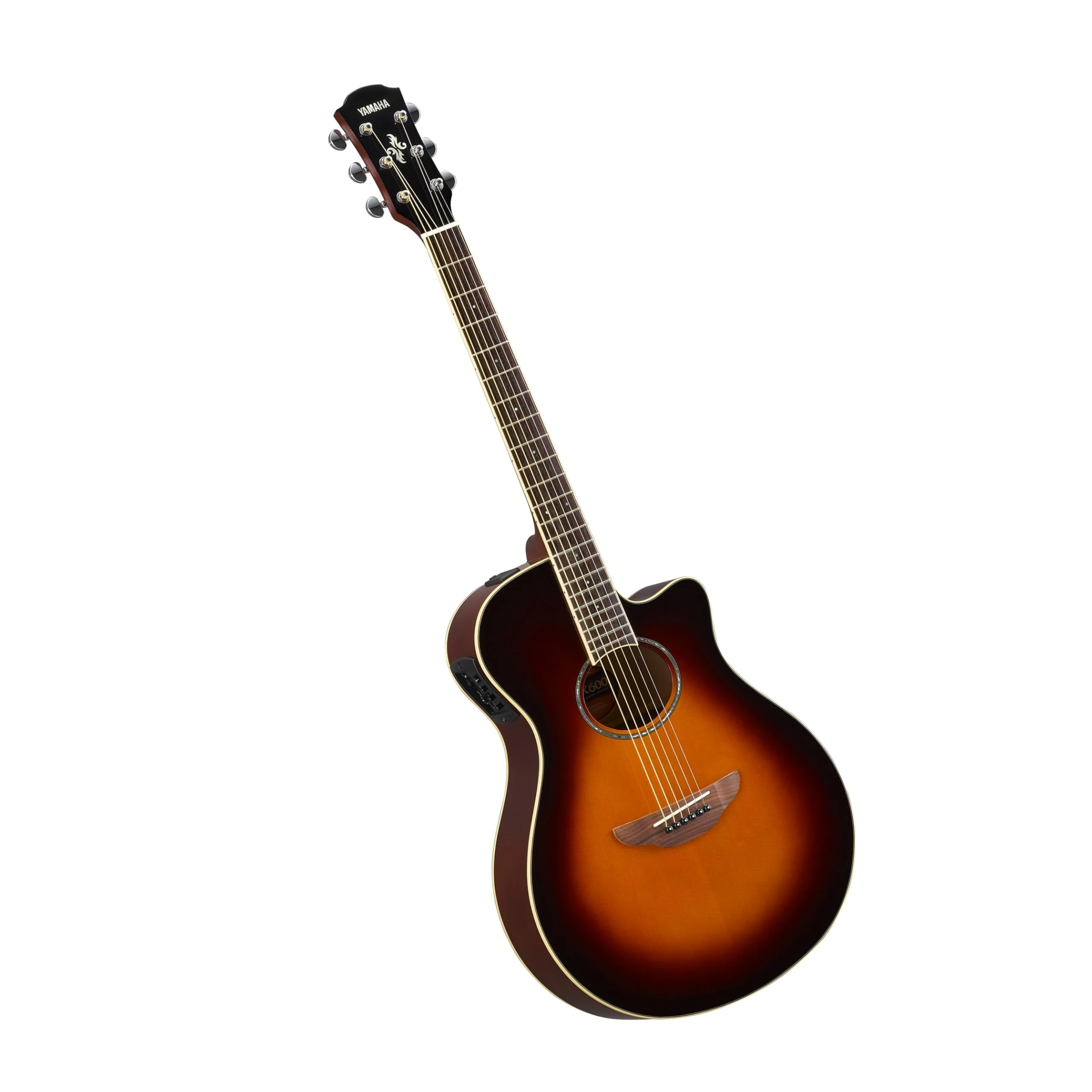 YAMAHA APX600 Electro-Acoustic Guitar – Slim Thinline Body, 25” Scale, System65 Pickup, 3-Band EQ, Built-In Tuner, Oval Soundhole – Old Violin Sunburst