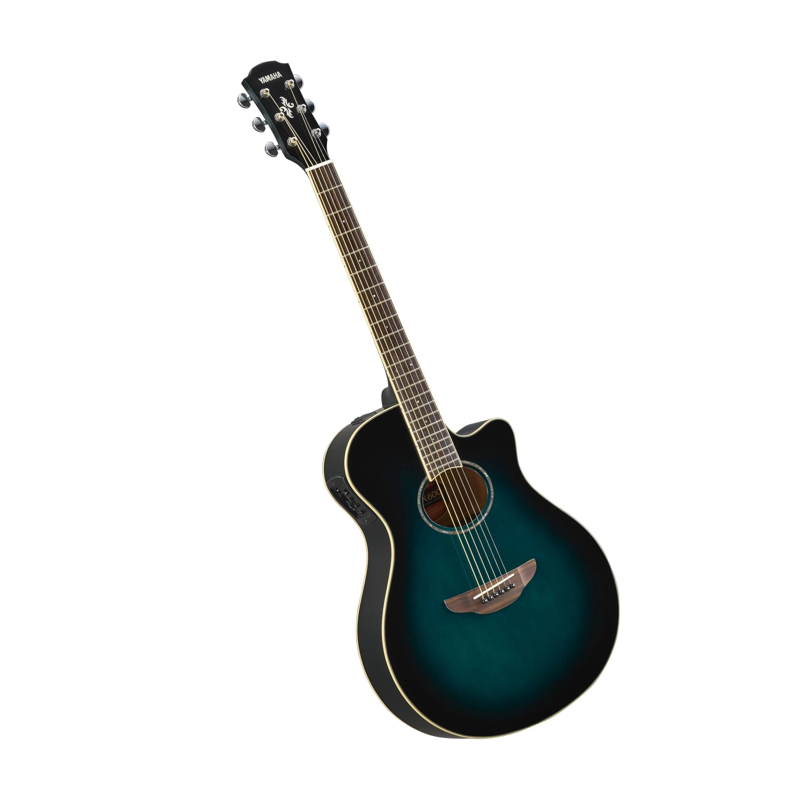 YAMAHA APX600 Electro-Acoustic Guitar – Slim Thinline Body, 25” Scale, System65 Pickup, 3-Band EQ, Built-In Tuner, Oval Soundhole – Oriental Blue Burst