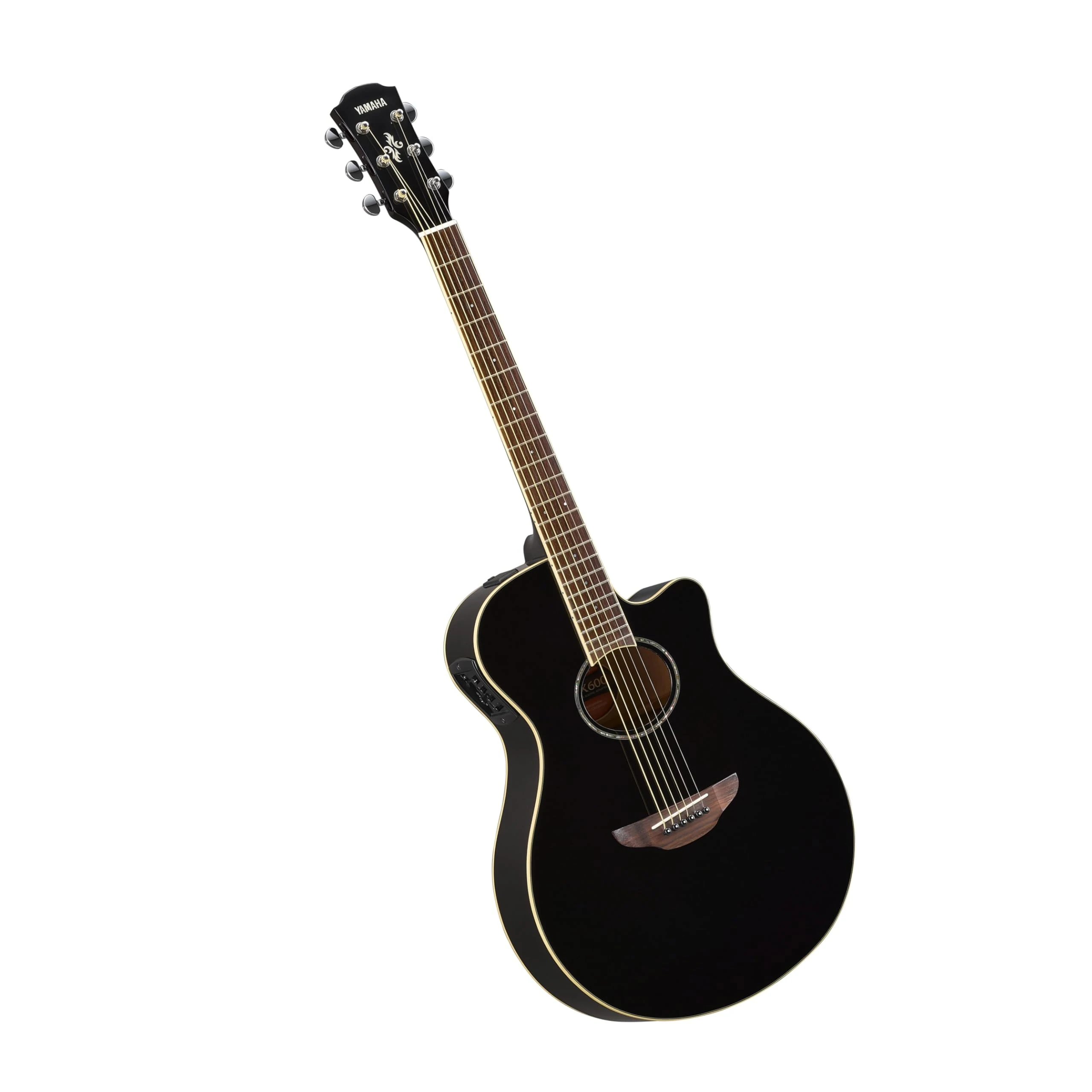 YAMAHA APX600 Electro-Acoustic Guitar – Slim Thinline Body, 25” Scale, System65 Pickup, 3-Band EQ, Built-In Tuner, Oval Soundhole – Black