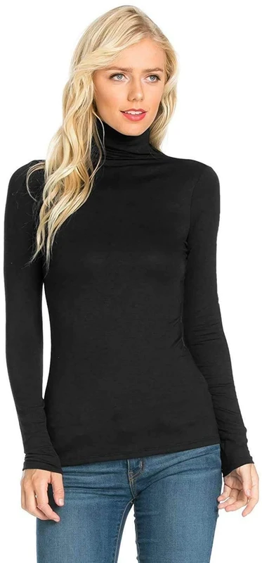 Candid Styles Womens Ladies Polo Roll Neck Long Sleeve Turtle Neck Plain Jumper Top 8 26, M/L 12-14, Black…