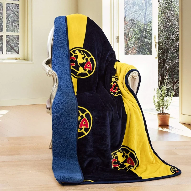 Club America Silk Touch Sherpa Lined Throw Blanket 50x60