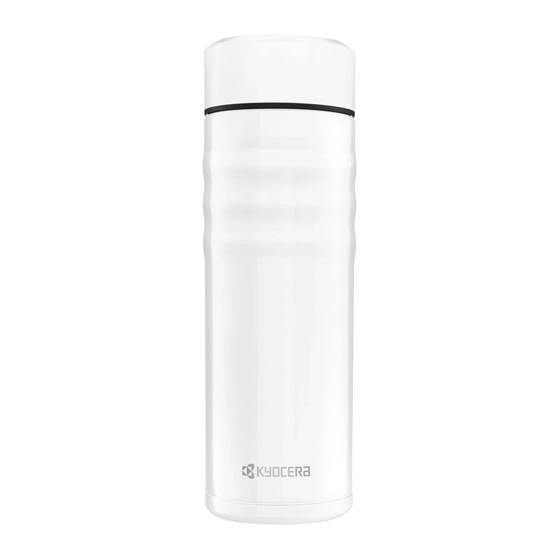 Kyocera MB-17S WH Travel Mug with Twist Top, Stainless Steel, Pearl White, 500ml