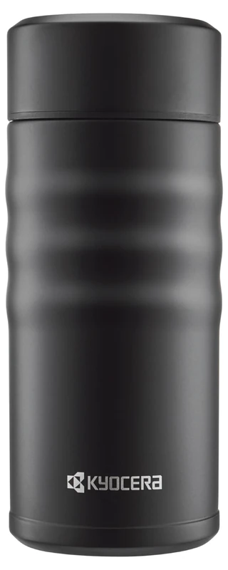 KYOCERA MB-12S BK 350ml Screw-top Ceramic Coated Travel Mug-Jet Black, Stainless Steel