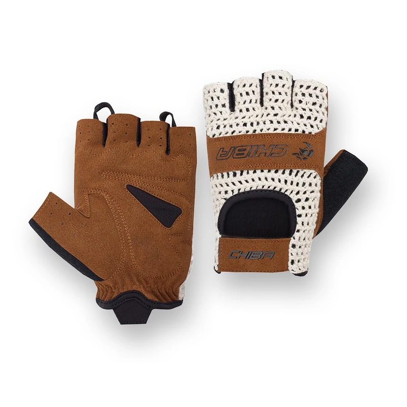 CHIBA Retro Gloves - Beige/Brown, Size Small - Image 1