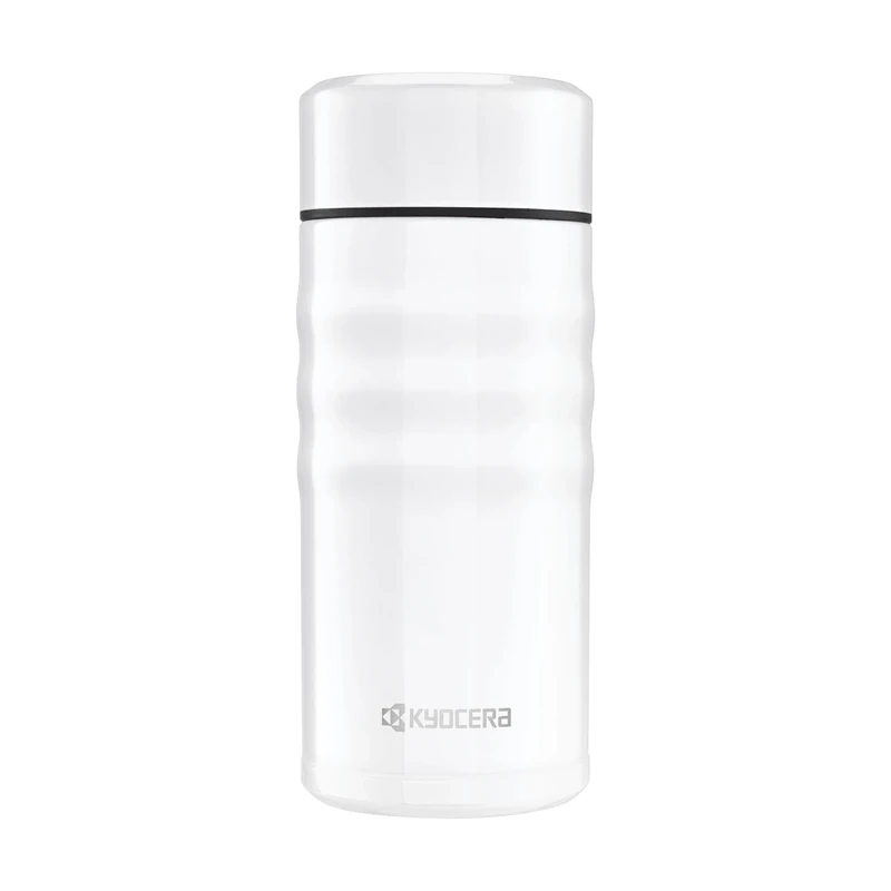Kyocera MB-12S WH Travel Mug with Twist Top, Stainless Steel, Pearl White, 350ml