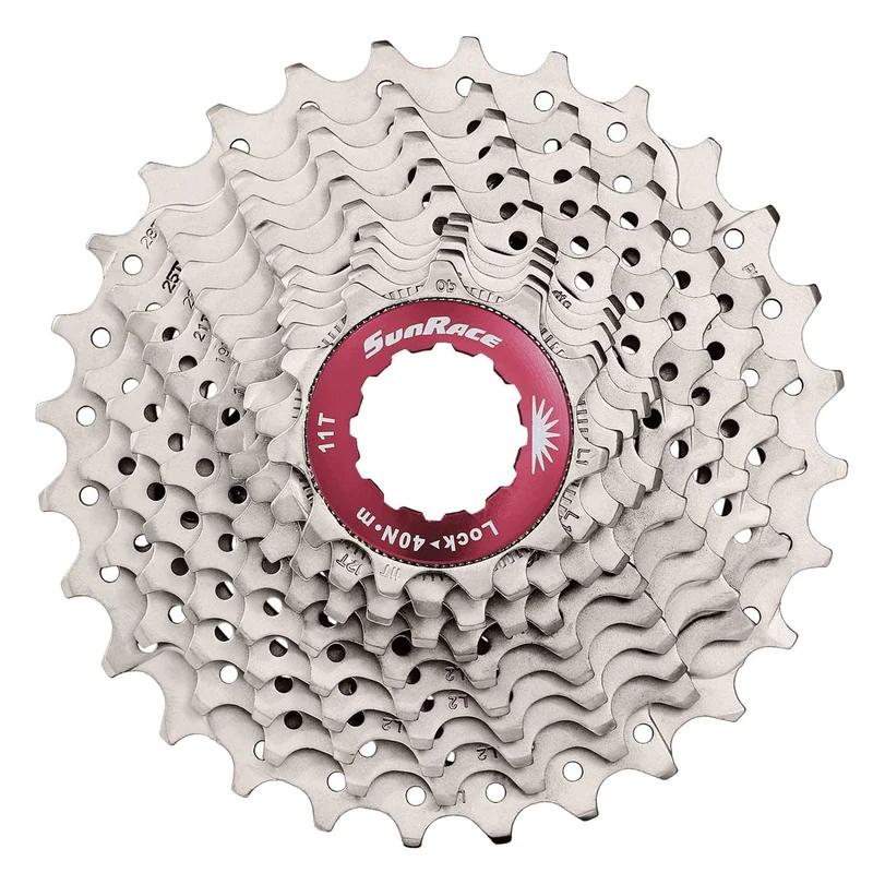 SUNRACE MX Ruota Libera 11V Unisex Adulto, Argento/Rosso, 11-32D