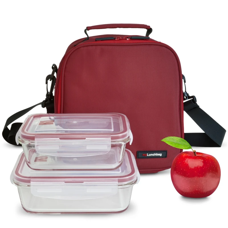 Bag Lunchbag Classic Red 2 hermeticos Glass