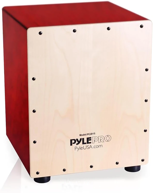 Pyle Cajon Drum Box, Birch Wood Percussion Instrument w/ Built-In Snares, Deep Bass, Crisp Slap & Crackle Tones – Compact Hand Drum for Kids, Teens, Adults & Jam Sessions