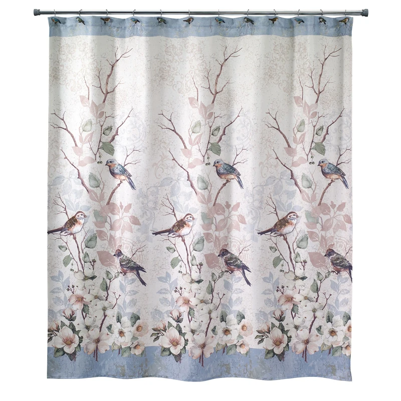 Avanti Linens - Fabric Shower Curtain, Nature Inspired Bathroom Decor (Love Nest Collection, 72")