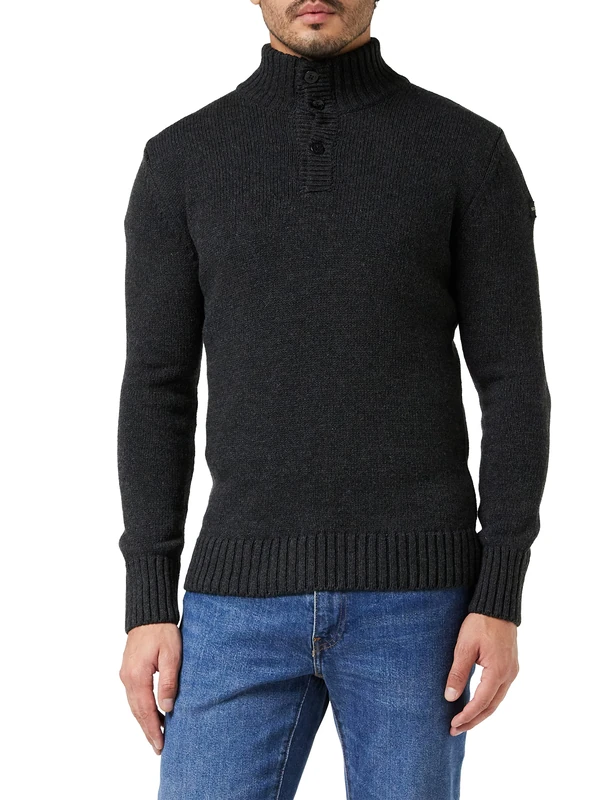 Schott NYC Men's Ploutrider4 Pullover Sweater, Anthracite, Small