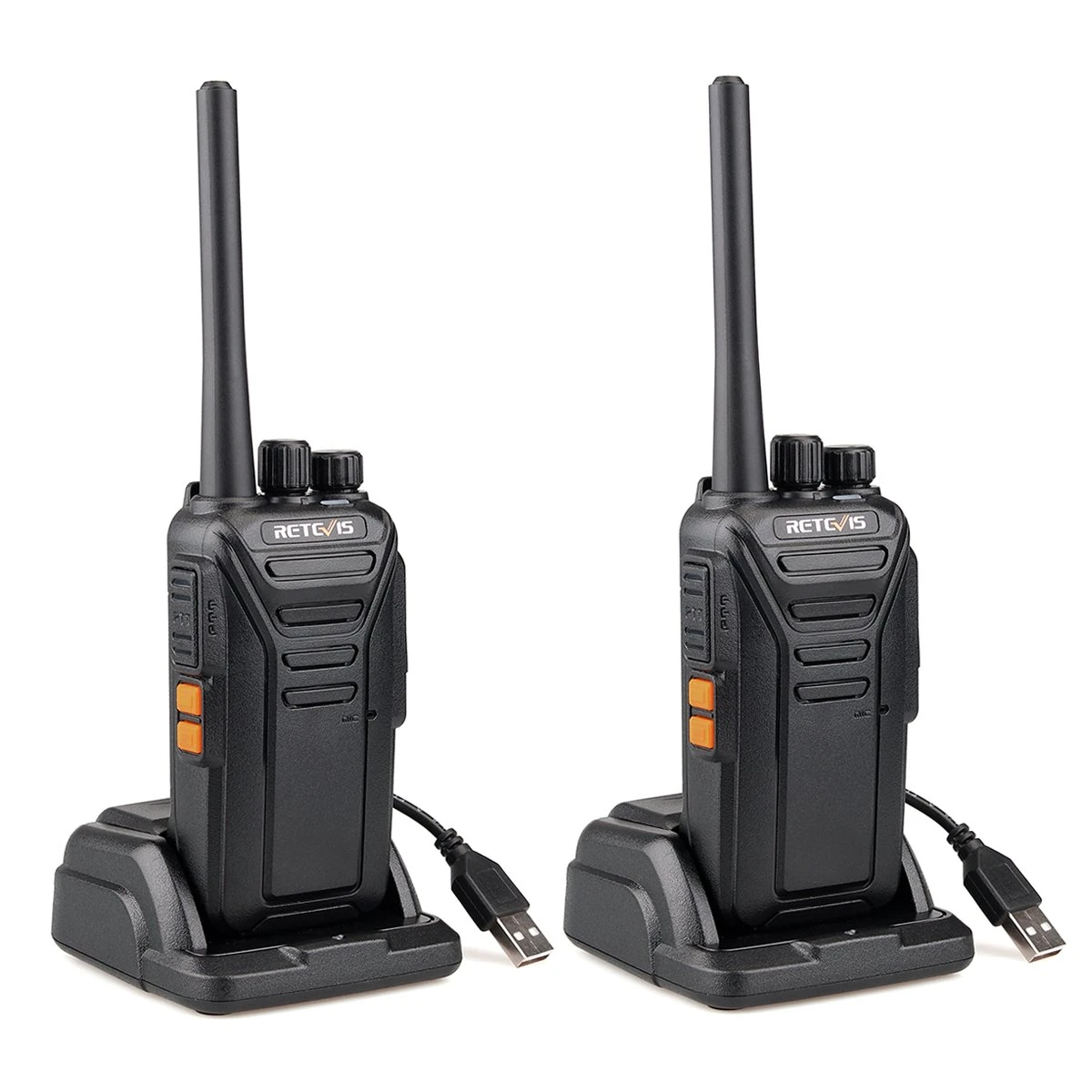 Retevis RT27 PMR446 Walkie Talkies, 2 Pack License-Free Two Way Radios with VOX Hands-Free, 16 Channels, Long Range Rechargeable USB Radios for Security, School, Hotel, Retail Use – Black
