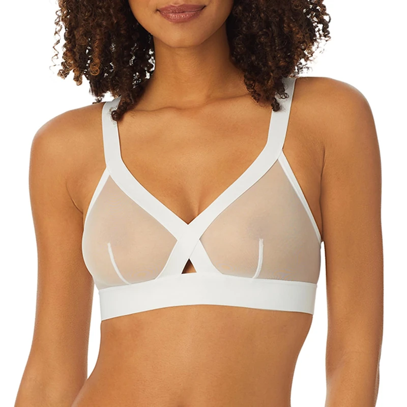 DKNY Intimates Women's Sheers Wirefree Softcup Wireless Bra, White (White Bj), Medium (Size: M)
