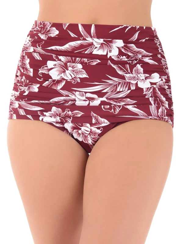 Miraclesuit Hibiskiss Norma Jean Retro Bikini Bottom, 10, Pompei Red