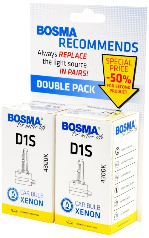 Bosma for better life 545120 Double Pack Xenon Car Bulb 85 V 35 W Headlight Lamp D1S 4300 K