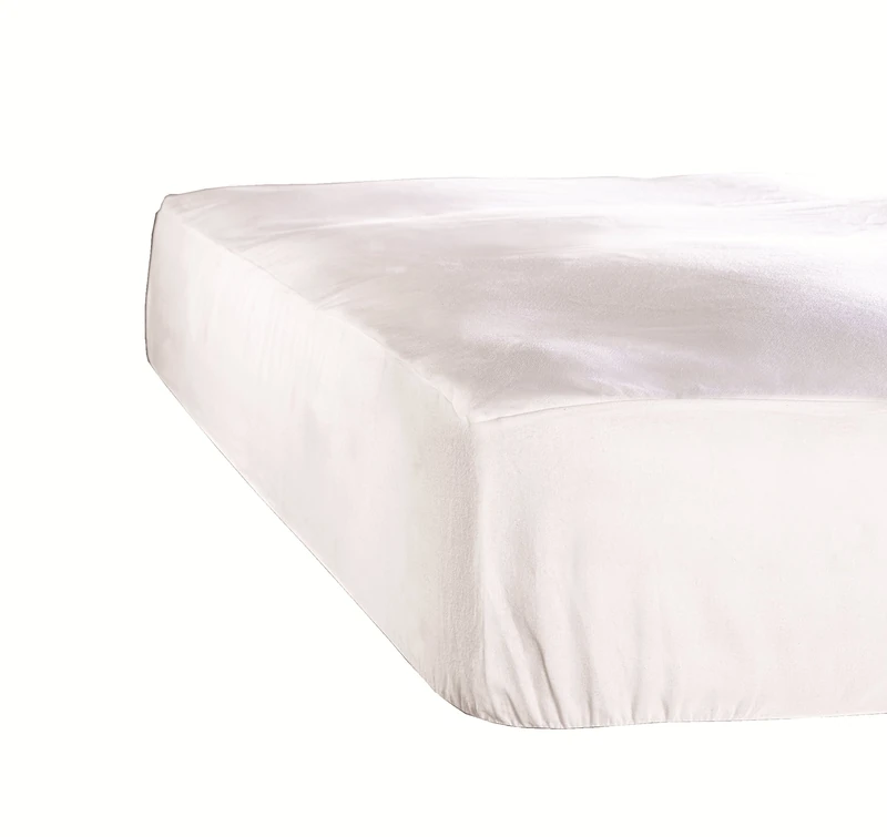 De Witte Lietaer Jersey Cotton Fitted Sheet, Cotton, White, 180x200x40 cm