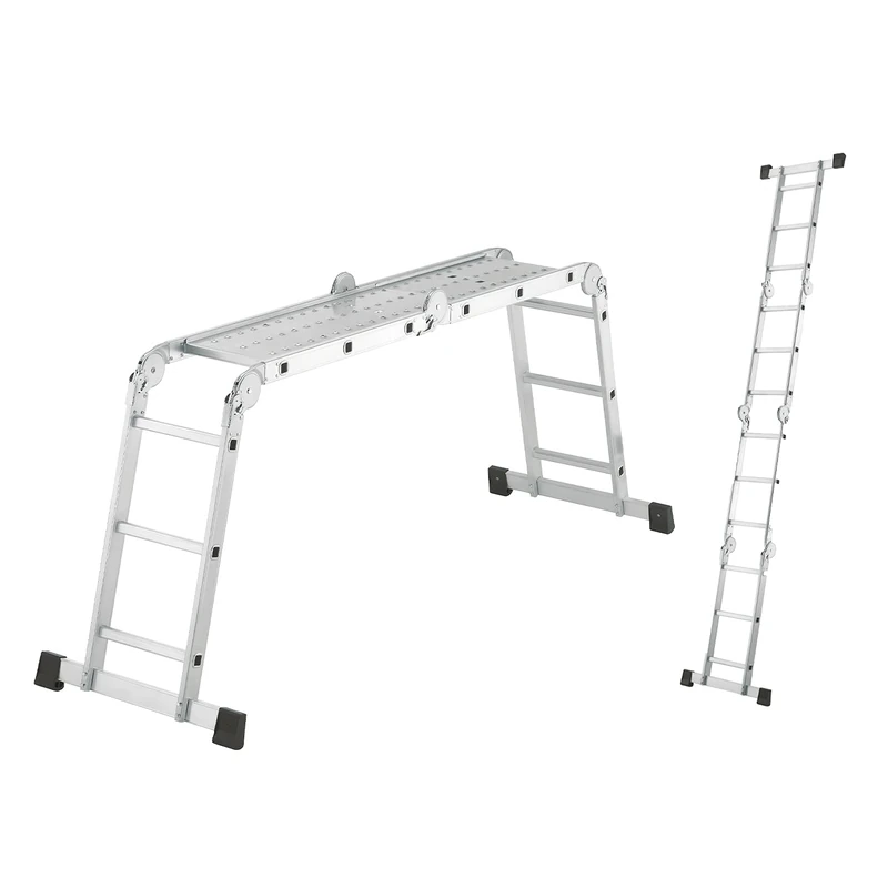 Hailo 7412-037 4-Section Profistep Combi 2018 Aluminium Universal Ladder, Silver