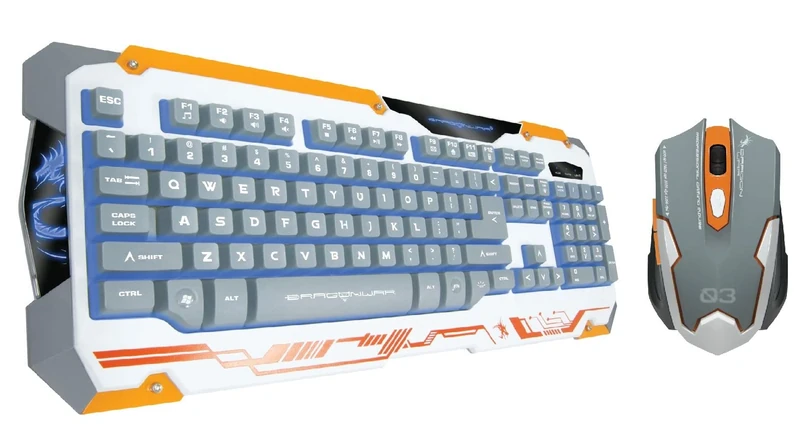 Dragonwar Sencaic Combo LED Gaming Mouse 3200 DPI / 6 Buttons + Backlit Semi-Mechanical Gaming Keyboard White QWERTY with 8 Programmable Keys and Numpad - Image 1
