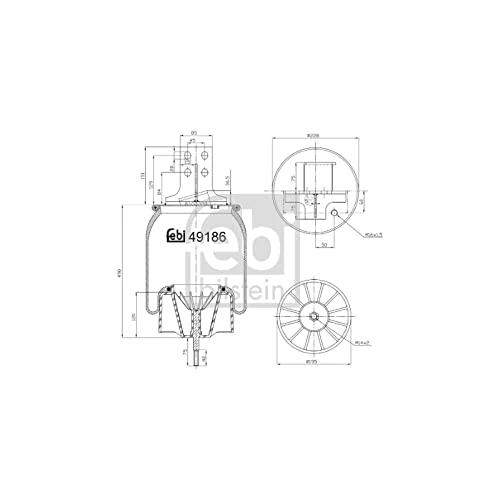 febi bilstein 49186 Air Spring with steel piston and piston rod, pack of one