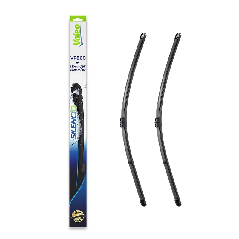 VALEO Silencio Wiper - VF860 - Kit of High Performance, Superior Road Visibility, Easy Installation Original Flat Blades 650mm/650mm - Front - Set of 2 Wiper Blades - 577860