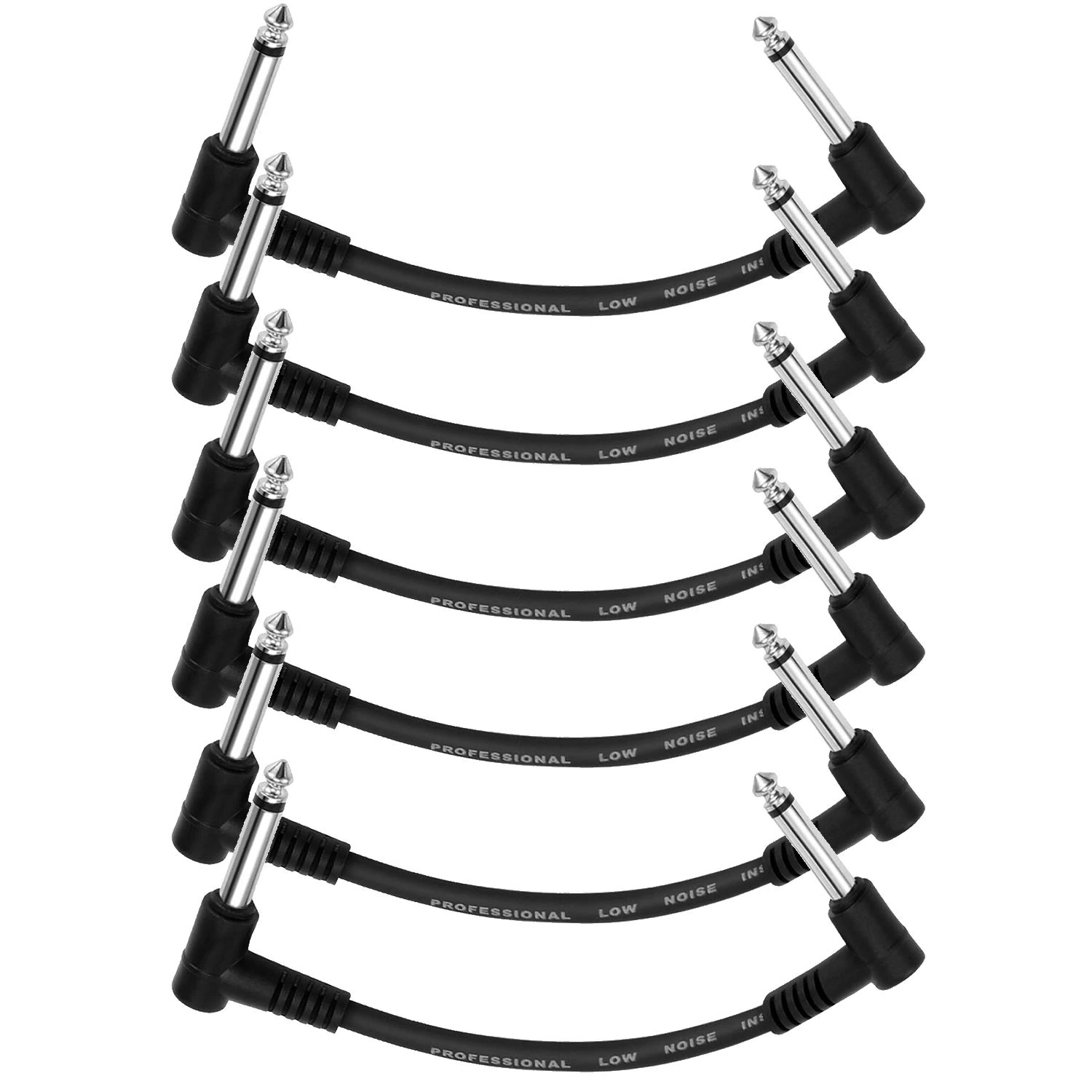 Donner 15CM/ 6 Inch Guitar Patch Cable Black, Guitar Effect Pedal Cables 6 Pack