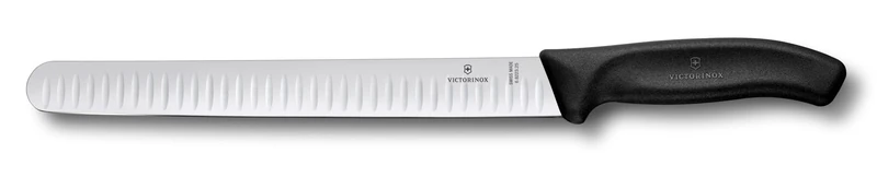 Victorinox Swiss Classic, Slicing Knife, Extra Sharp Blade, Fluted Edge, 25 cm, Stainless Steel, Black
