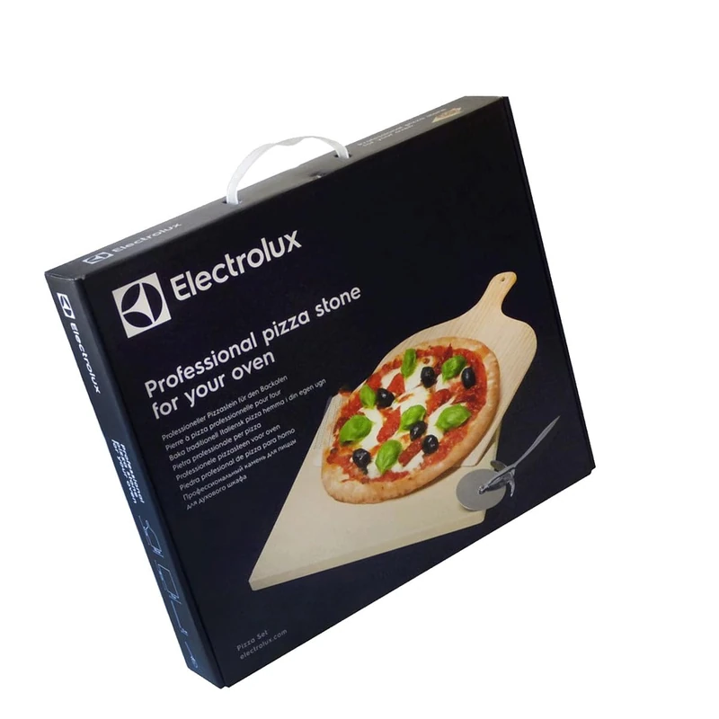 Electrolux Pizza Set with Refractory Stone in Cordelite, Wooden Shovel and Pizza Cutter in Stainless Steel, E9OHPS1 – Perfect Cooking as in Pizzeria