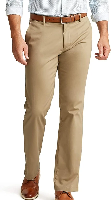 Dockers Men's Straight Fit Signature Lux Cotton Stretch Pant, New British Khaki, 36W x 34L