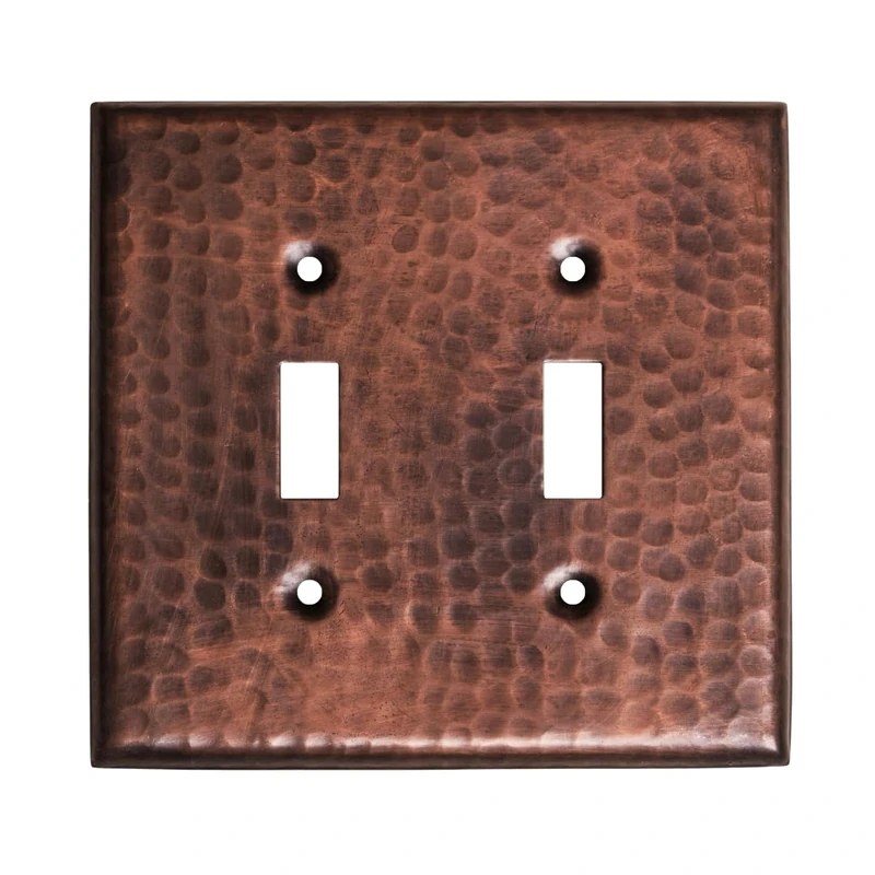 Monarch Abode 17008 Monarch Pure Copper Hammered Double Wall Switch Plate, Oil-Rubbed Bronze