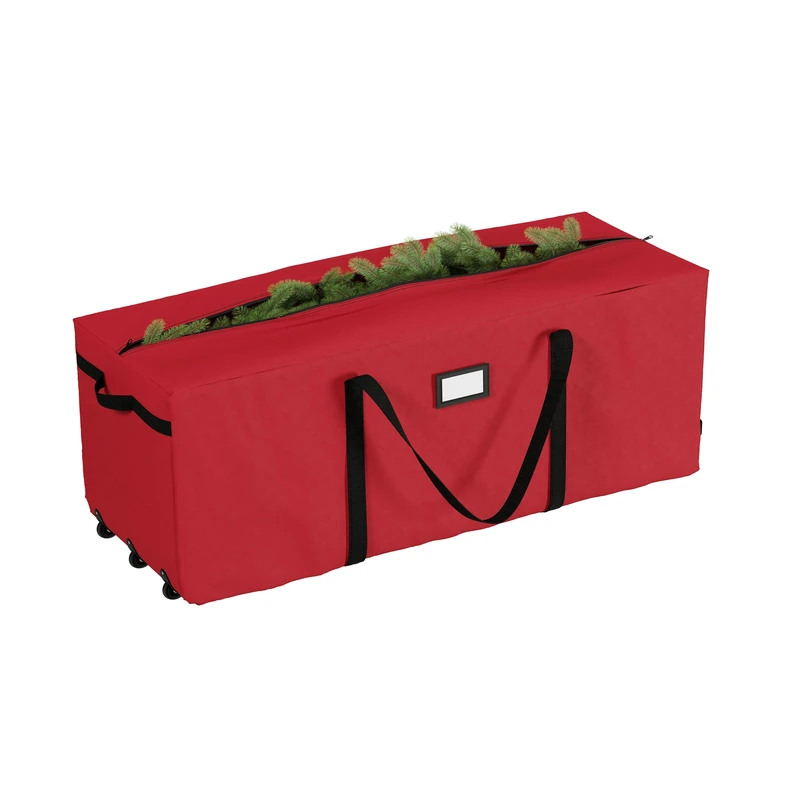 Elf Stor Premium Red Rolling Duffle Bag Style Christmas Tree Storage Bag