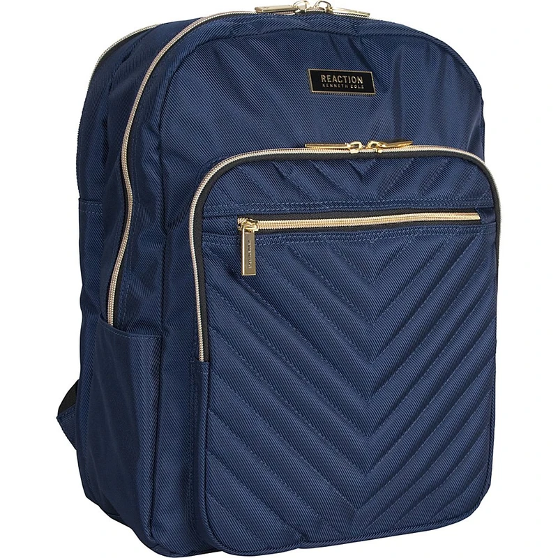 Kenneth Cole Reaction Women's Chelsea Backpack Chevron Quilted 15-Inch Laptop & Tablet Fashion Bookbag Daypack, Navy, One Size - Image 1