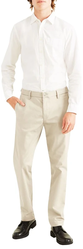 Dockers Men's Signature Khaki Slim FIT Pants Refined Chinos, Cloud, 33 W/30 L