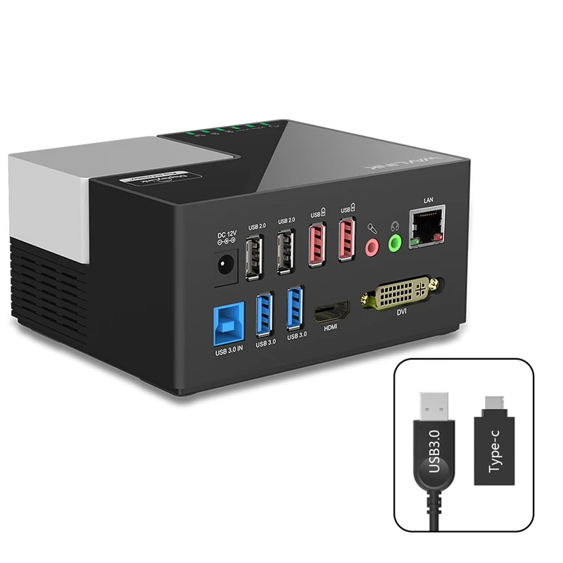 WAVLINK Usb 3.0 Laptop Docking Station For Notebooks With Dual Hd Video Monitor Display Dvi, Hdmi, Vga, Gigabit Lan Ethernet, Audio, 4Xusb Ports, 2 X Charging Port For Pc - Image 1