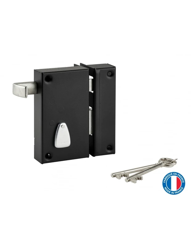 THIRARD 34010 6 Gorges 00034010-Wall Mounted 75 X 130 mm Chest and Strike Steel Cambered-Right Draw Version-Appliques Locks-6 Grooves, Black