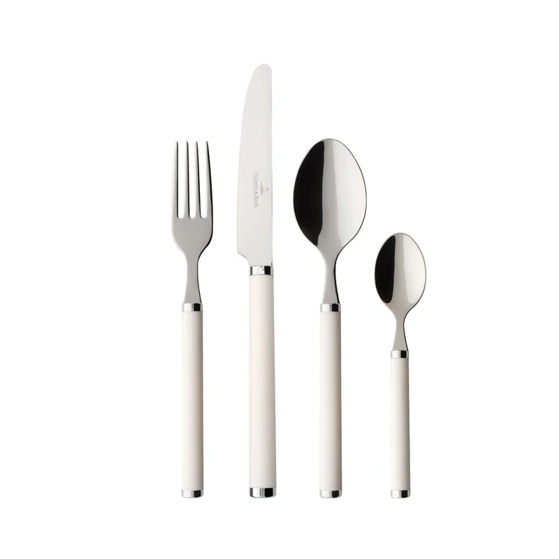 Villeroy & Boch Play! White Pearl Cutlery for up to 6 People, 24 Pieces, Stainless Steel, White Plastic Handle
